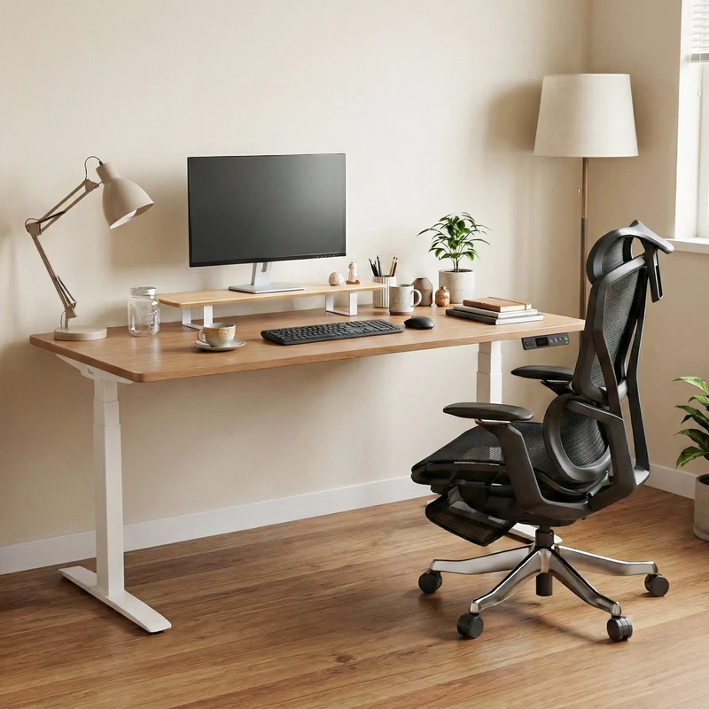 9am HOME Pesk Dual Motors Melamine Home Office Electric Standing Desk - (Walnut Brown Top)(1500*750mm)