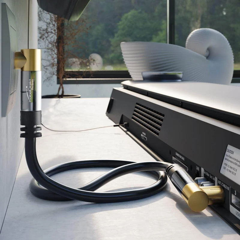 Antennenkabel - 90° gewinkelter Koax Stecker > gewinkelte Koax Buchse