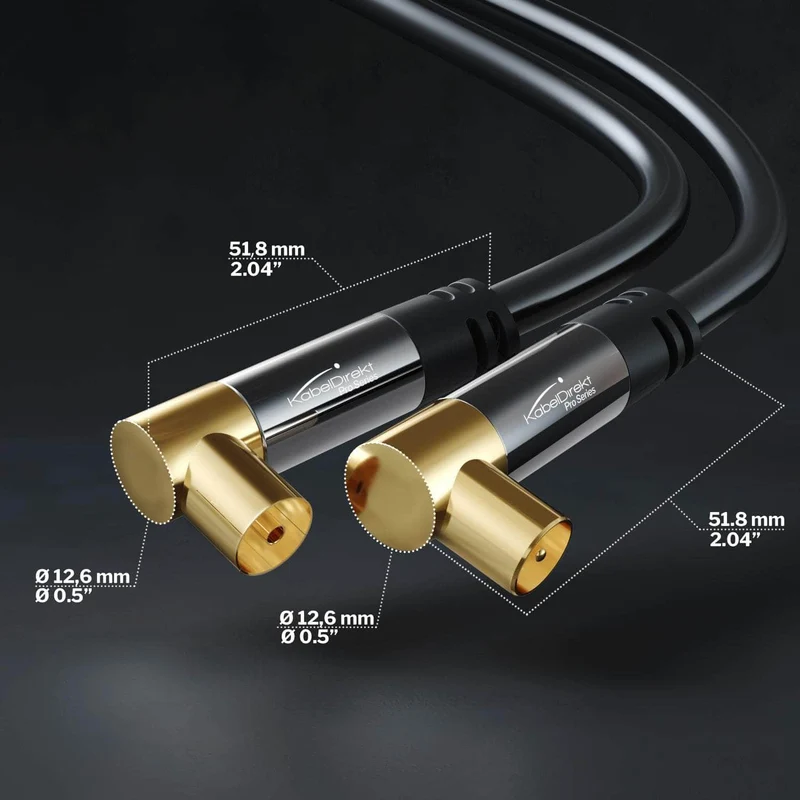 Antennenkabel - 90° gewinkelter Koax Stecker > gewinkelte Koax Buchse