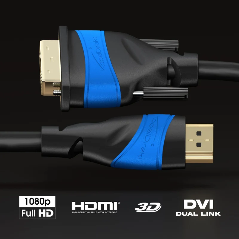KabelDirekt HDMI-DVI-Adapterkabel – bi-direktional, DVI-D 24+1 - High Speed HDMI Kabel