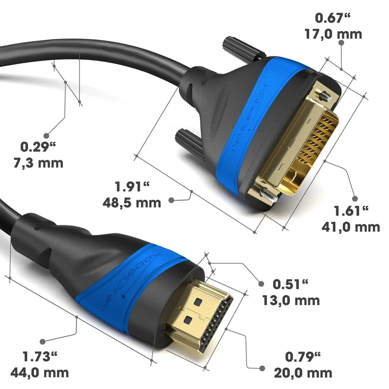 KabelDirekt HDMI-DVI-Adapterkabel – bi-direktional, DVI-D 24+1 - High Speed HDMI Kabel