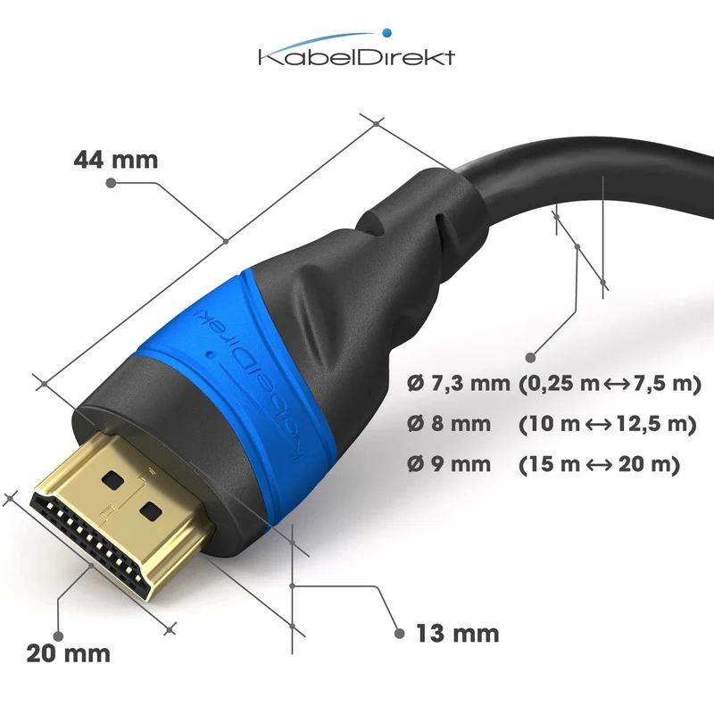 KabelDirekt 4K High Speed HDMI 2.0b Kabel – mit Ethernet, 4K/8K, 3D, ARC, HDR