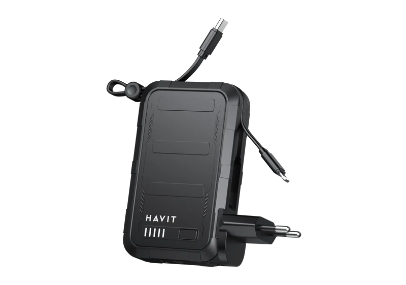 HAVIT Power Bank with USB-C & Lightning Cable and AC Plug PB5230