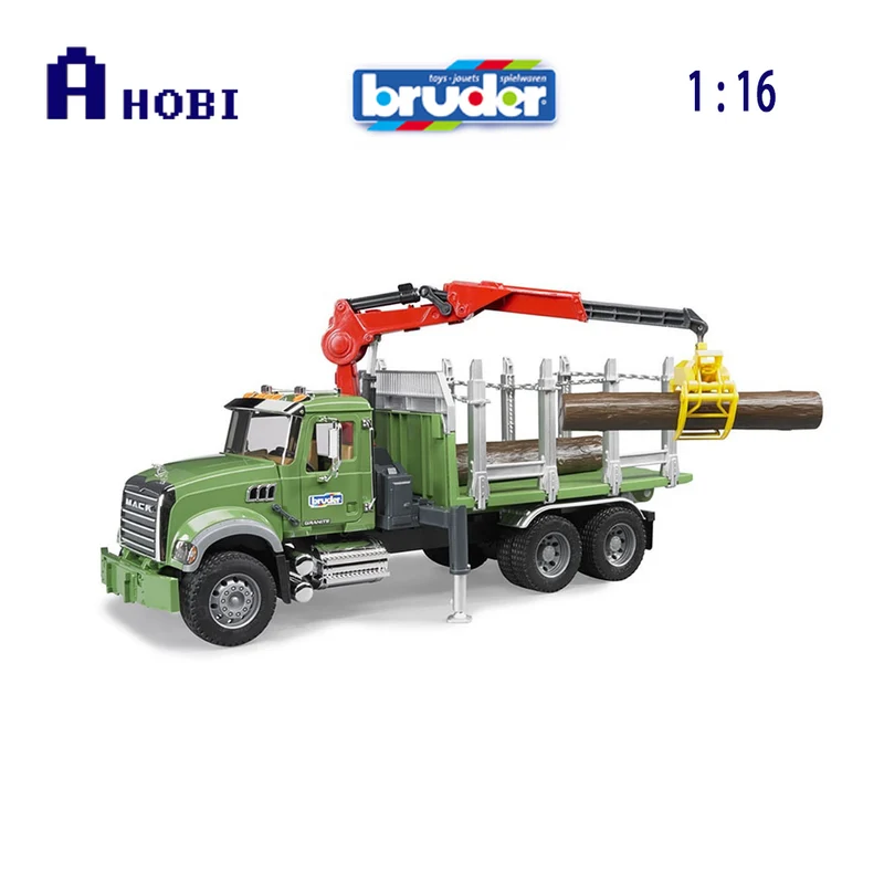 Bruder Licensed 1:16 Scale Mack Granite Timber Truck With Crane & Logs Model Toy