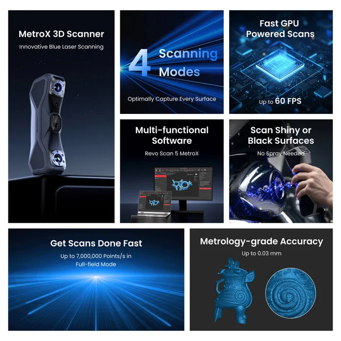 Revopoint MetroX Blue Laser Line and Full-field Structured Light 3D Scanner