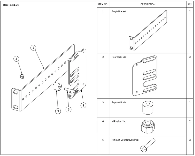 Optimal Audio Rear Rack Kit für Amp 100, Amp 200, Amp 300