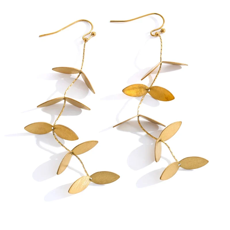Gilded Eucalyptus Drop Earrings