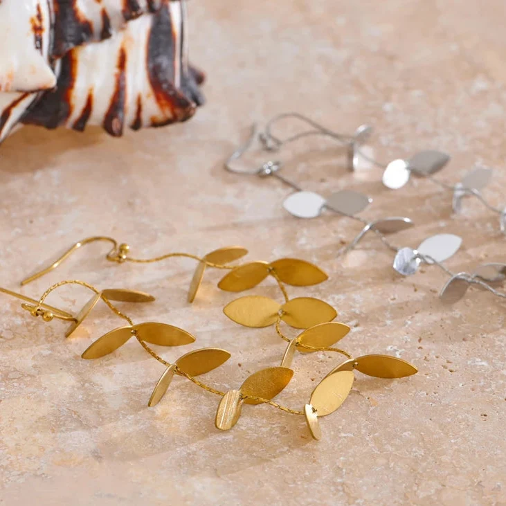 Gilded Eucalyptus Drop Earrings