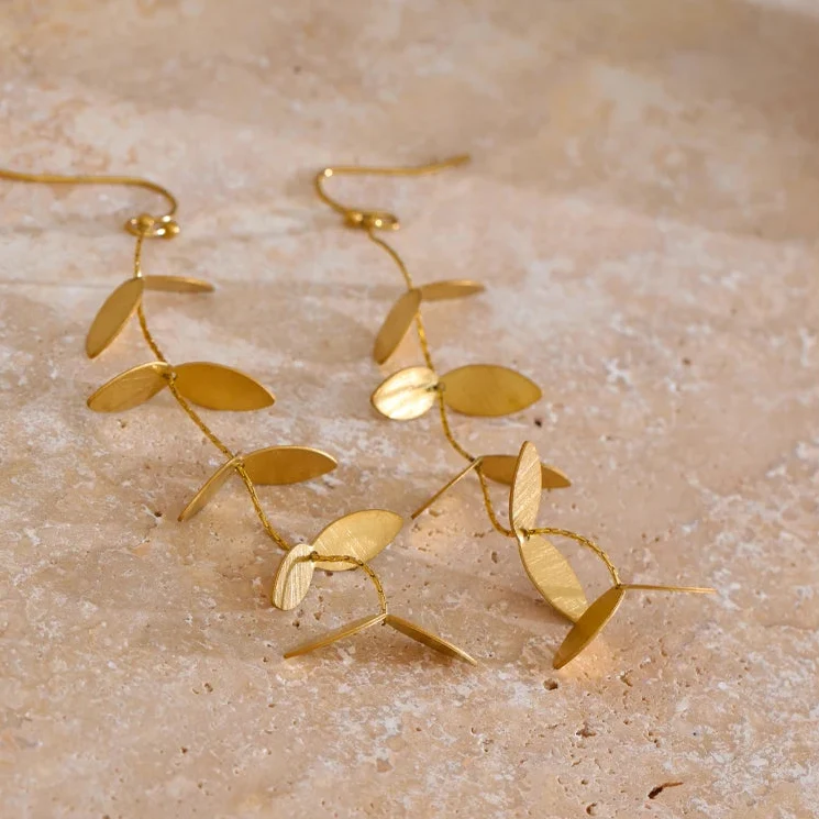 Gilded Eucalyptus Drop Earrings
