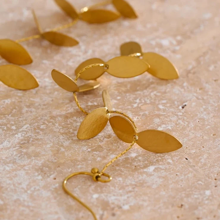 Gilded Eucalyptus Drop Earrings
