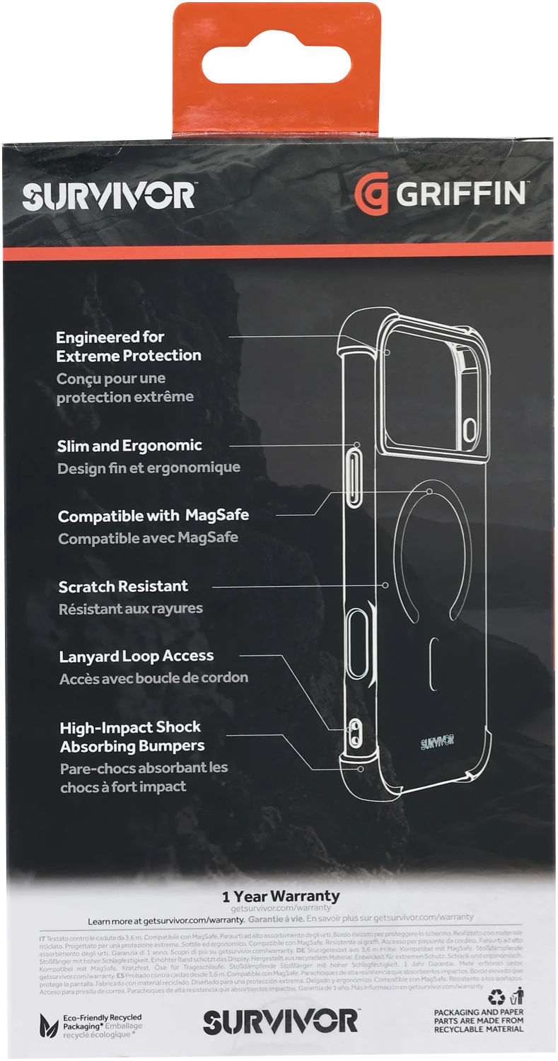 Griffin Survivor Endurance MagSafe Compatible iPhone 18 Pro Max /17 Pro Max Case - Black