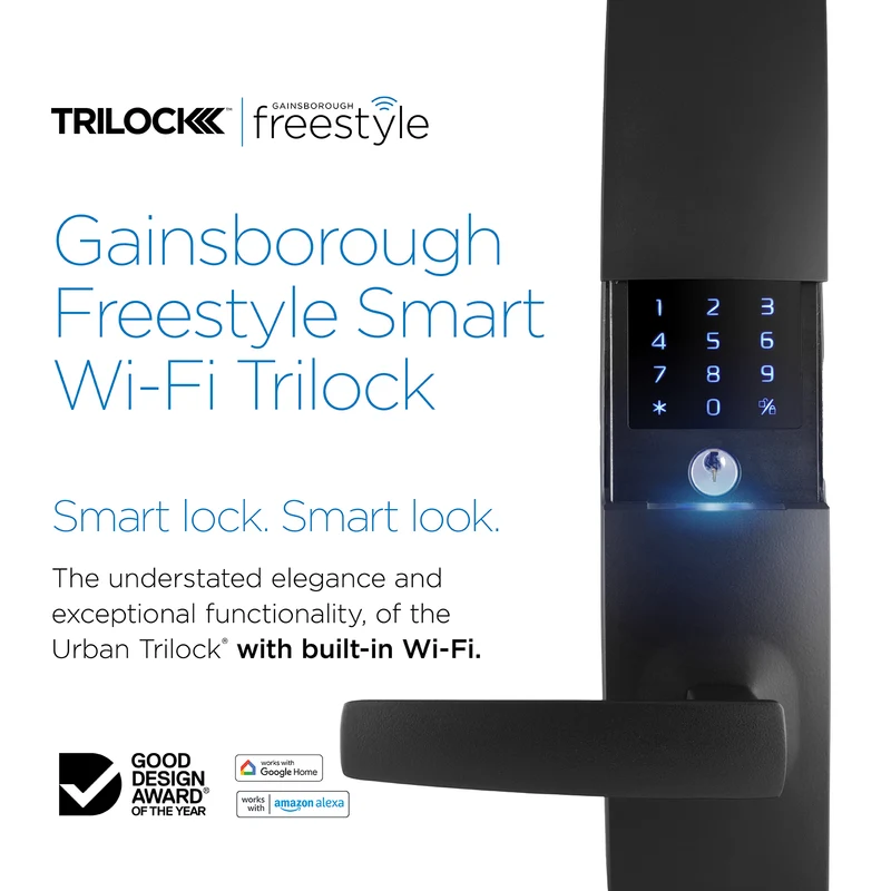 Gainsborough Freestyle WIFI Entrance Trilock (Matte Black)