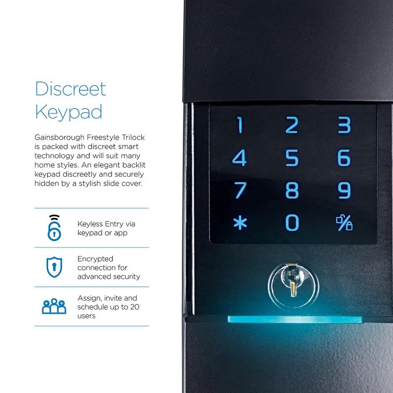 Gainsborough Freestyle WIFI Entrance Trilock (Matte Black)