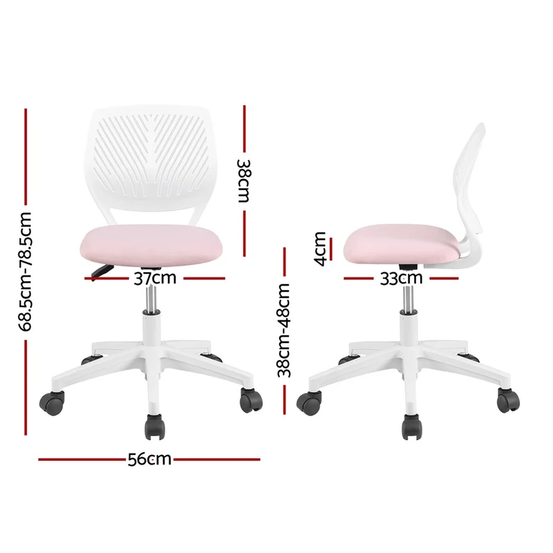 Artiss Ergonomic Office Chair Armless Study Chair Height Adjustable Pink