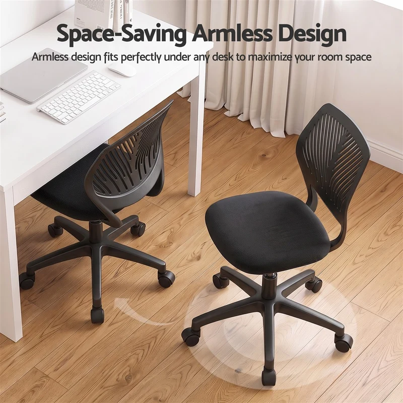 Artiss Ergonomic Office Chair Armless Study Chair Height Adjustable Black