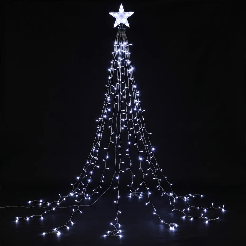 Jingle Jollys 2.5M Christmas Tree Lights Christmas Lights Tree Topper Waterfall Fairy Lights White