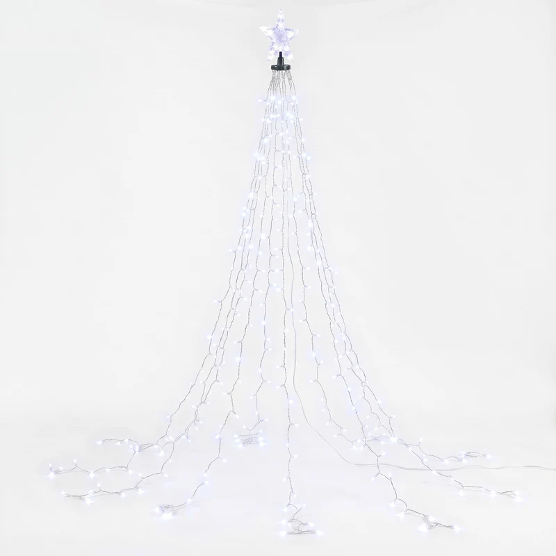 Jingle Jollys 2.5M Christmas Tree Lights Christmas Lights Tree Topper Waterfall Fairy Lights White