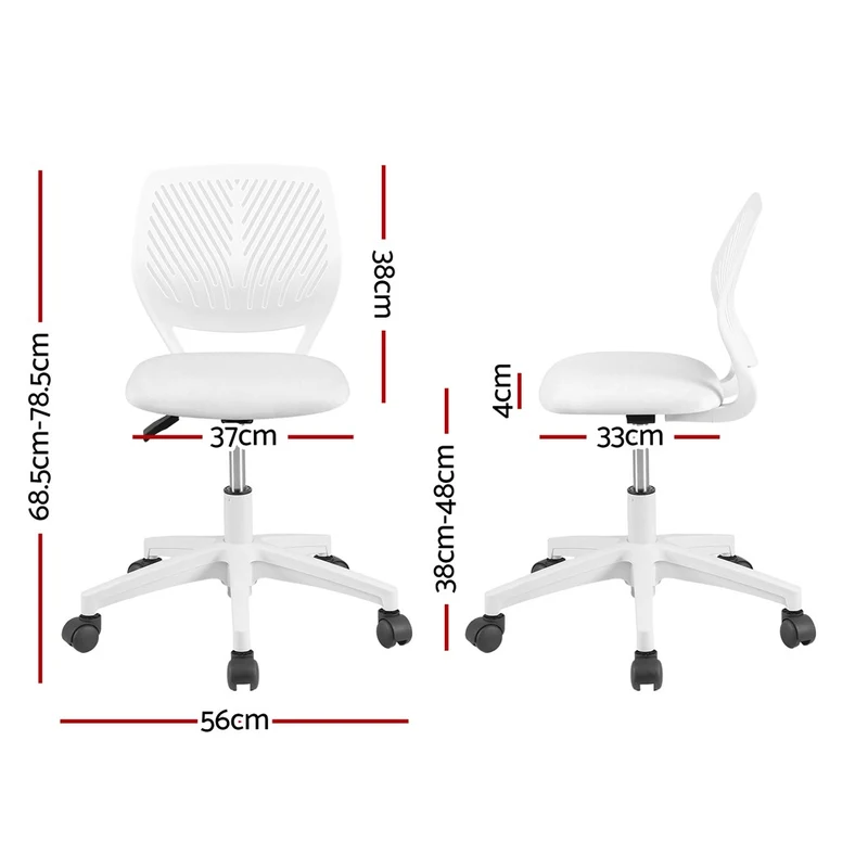 Artiss Ergonomic Office Chair Armless Study Chair Height Adjustable White
