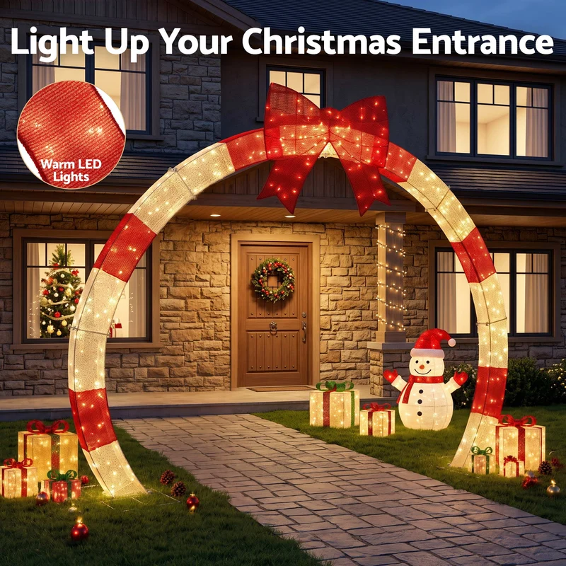 Jingle Jollys 2.5m Christmas Archway Pre-Lit Warm White LED Outdoor Garden Decoration