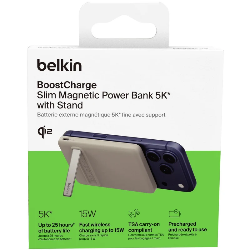 Belkin BoostCharge Slim Magnetic Power Bank 5K with Stand (Sand)
