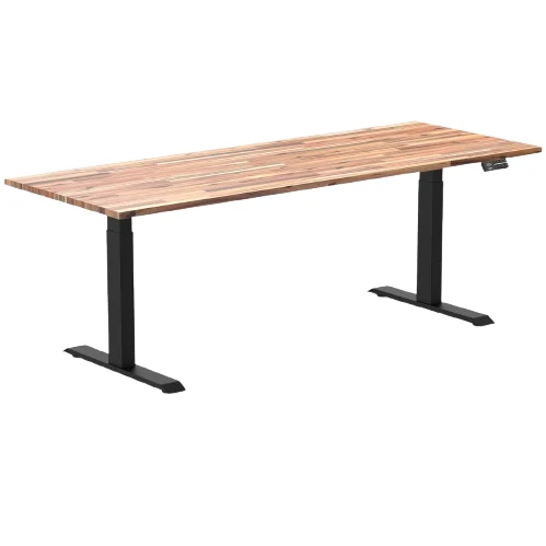 Desky Dual Hardwood Sit Stand Desk 200cm Acacia Desktop and Grey Frame