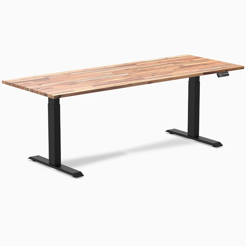 Desky Dual Hardwood Sit Stand Desk 200cm Acacia Desktop and Grey Frame
