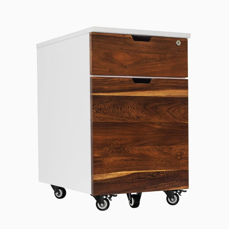 Desky Minimal Wooden Filing Cabinet - White / Pheasantwood Hardwood