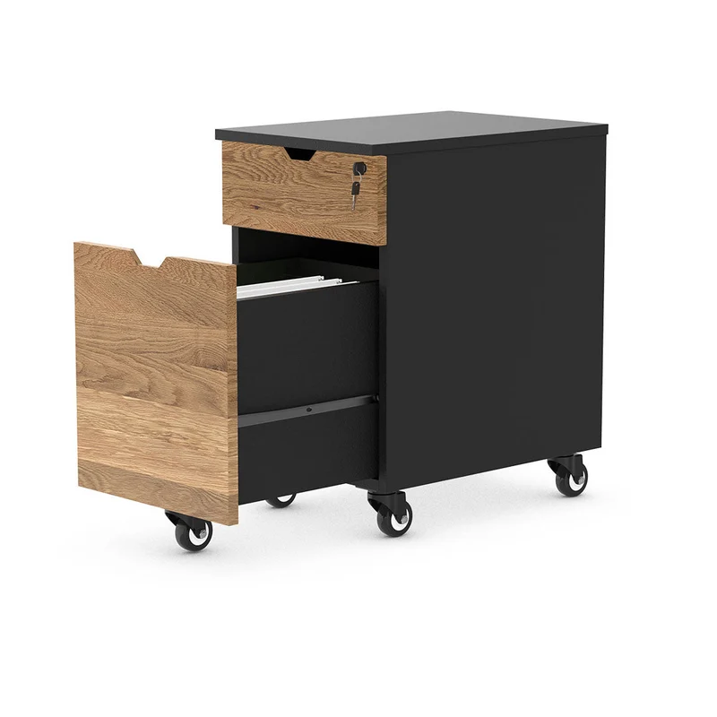 Desky Minimal Wooden Filing Cabinet - White / White Melamine