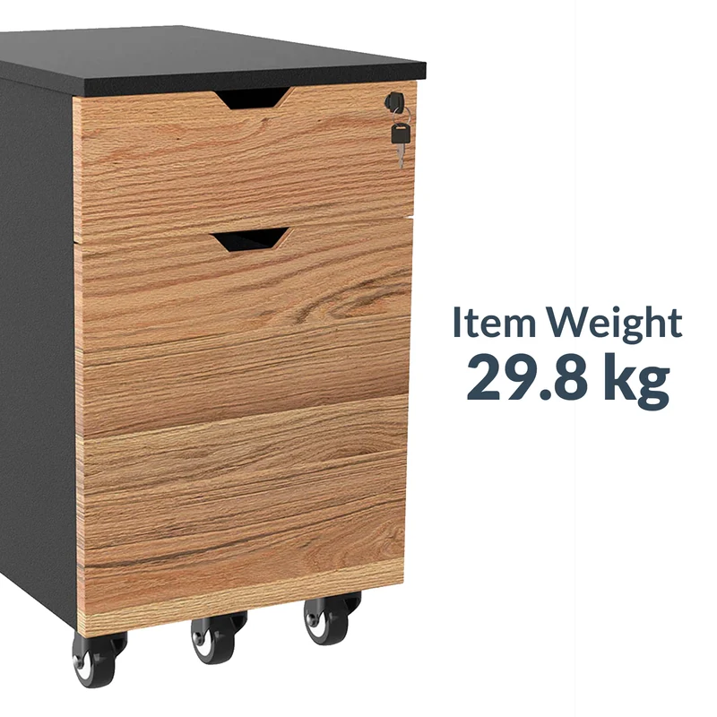 Desky Minimal Wooden Filing Cabinet - White / Jarrah Legno Melamine