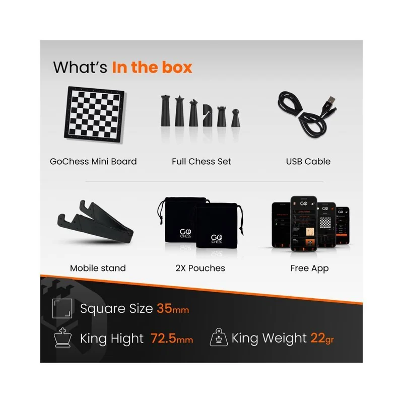 GoChess Mini Smart Portable Chess Board with App
