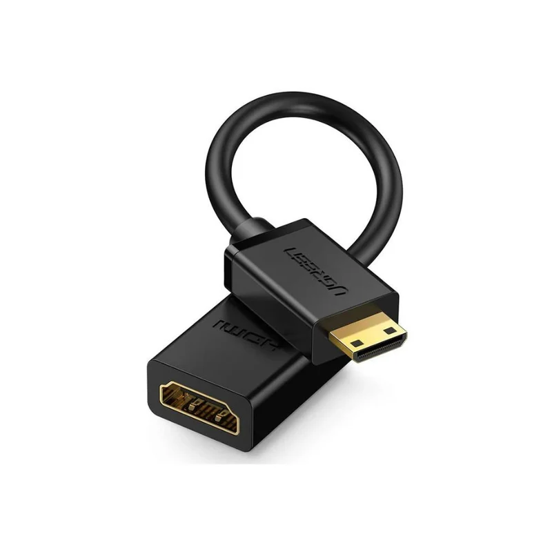 UGREEN Mini HDMI Male to HDMI Female Adapter Cable - 22cm (Black)