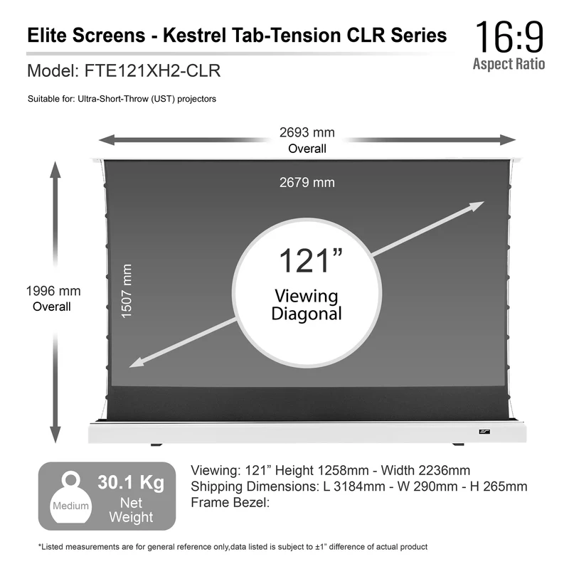 Elite Screens - Kestrel Tab-Tension Floor-Up CLR® Motorbodenleinwand