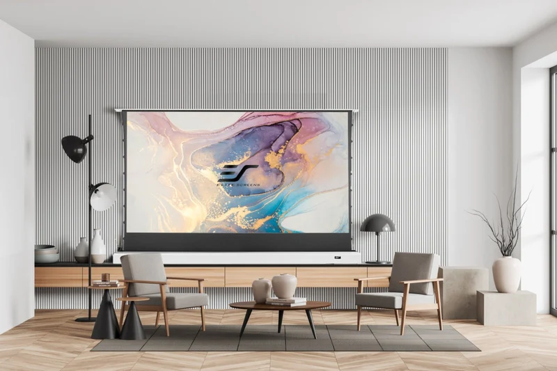 Elite Screens - Kestrel Tab-Tension Floor-Up CLR® Motorbodenleinwand