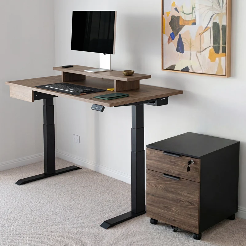 Desky Minimal Filing Cabinet - Black / Black Melamine