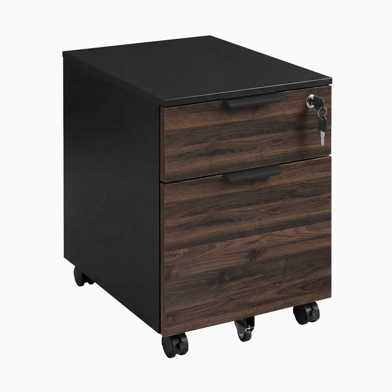 Desky Minimal Filing Cabinet - Black / White Melamine