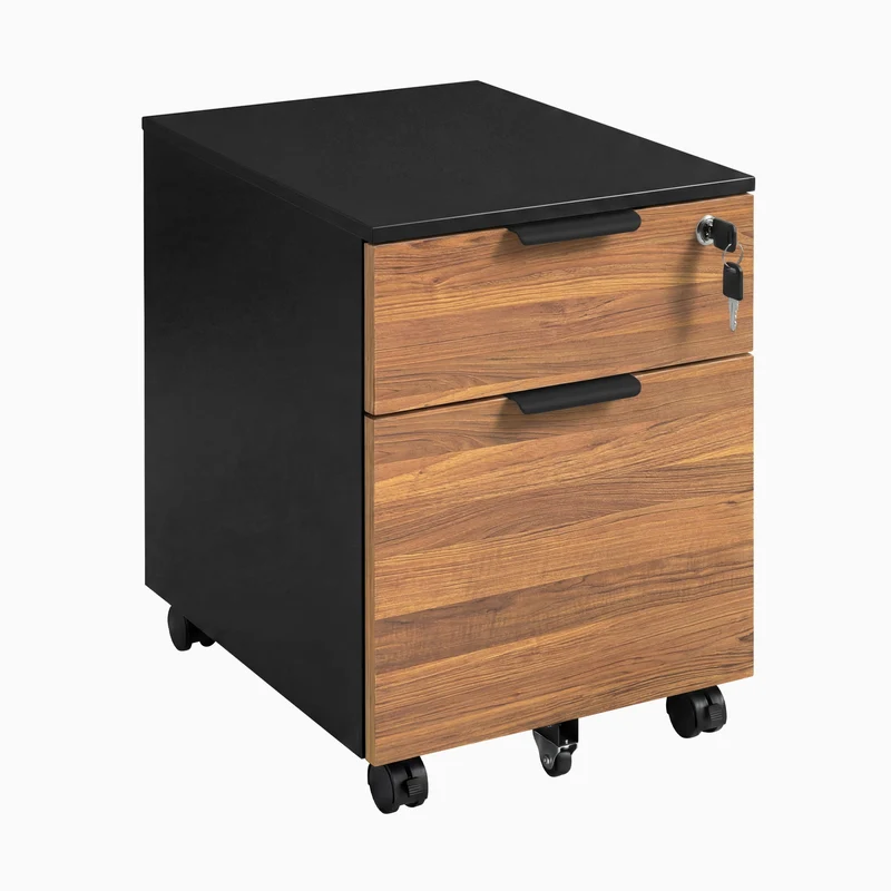 Desky Minimal Filing Cabinet - Black / White Melamine