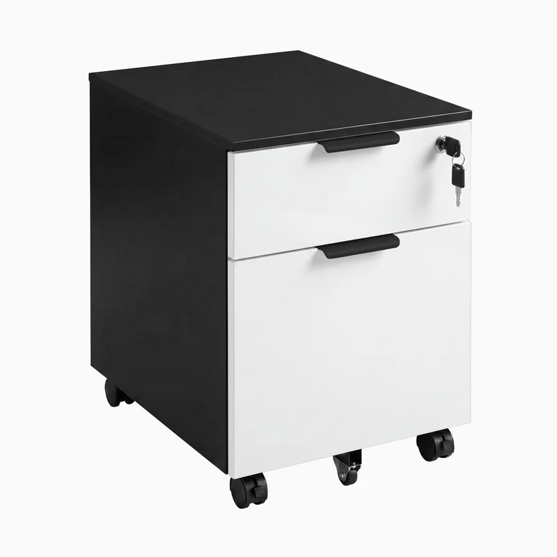 Desky Minimal Filing Cabinet - Black / Classic Oak Melamine