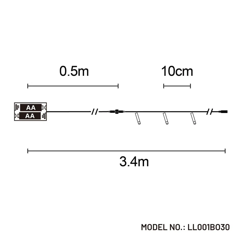 Lexi Lighting Battery Operated 30 LED String Light Clear Cable - Warm White