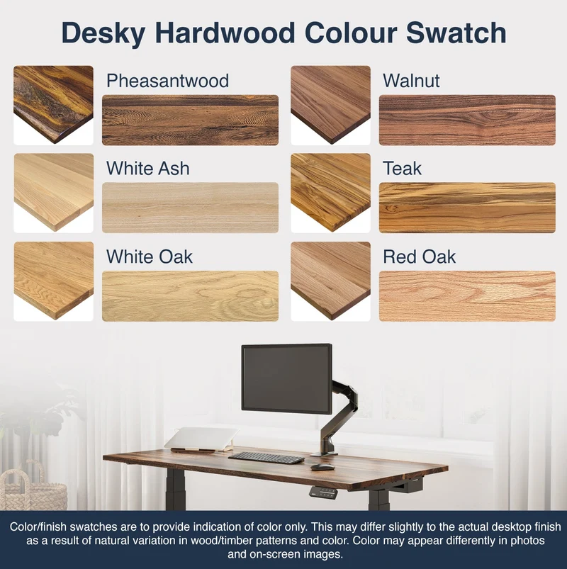 Desky Dual Hardwood Sit Stand Desk 180cm Teak Desktop and Wheat Frame