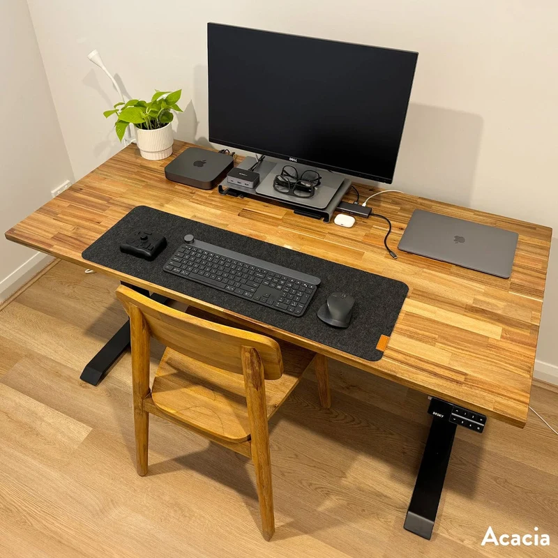 Desky Dual Hardwood Sit Stand Desk 150cm Acacia Desktop and Grey Frame