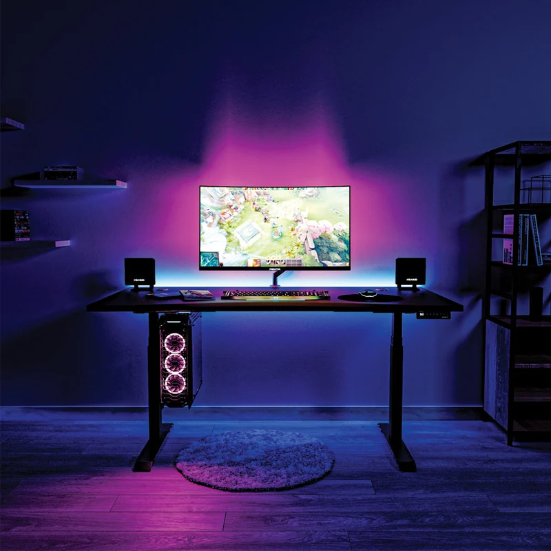 Desky Alpha Dual Sit Stand Gaming Desk - Ergo Edge 1200x750mm (Matte Black)
