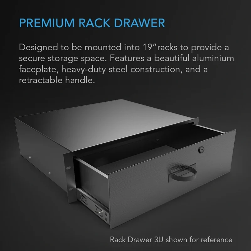 AC Infinity Heavy-Duty Rack Drawer Aluminium Faceplate 4U Black