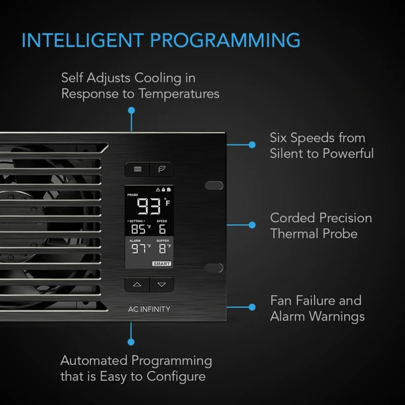 AC Infinity Cloudplate T9-N Pro 3U Rack Cooler Front Intake Black