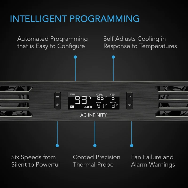 AC Infinity Cloudplate T1-N 20-60 CFM 1U Rack Cooler Front Intake