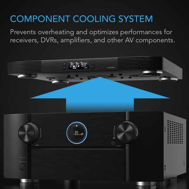 AC Infinity Aircom T9 210 CFM Component Cooler Top Exhaust LCD Controller
