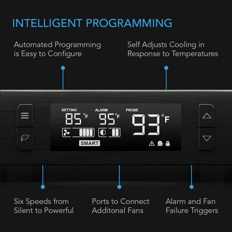 AC Infinity Aircom T8 160 CFM Component Cooler Rear Exhaust LCD Controller