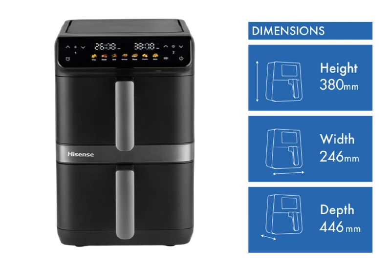 Hisense 8 Litre DoubleStack Air Fryer Black