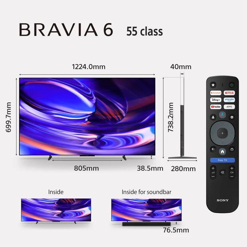 Sony 55" BRAVIA 6 OLED 4K HDR Google TV with Gemini