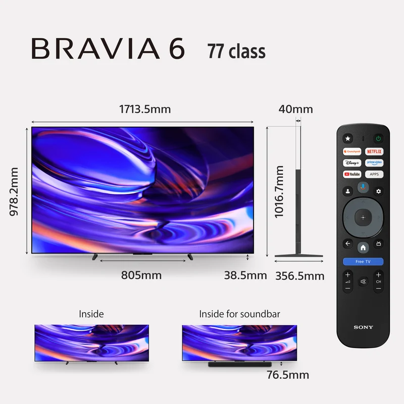 Sony 77" BRAVIA 6 OLED 4K HDR Google TV with Gemini
