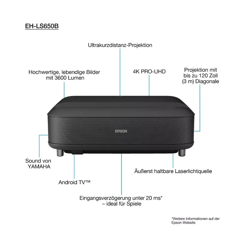 Epson EH-LS650B 4K PRO-UHD Ultrakurzdistanz-Laserprojektor